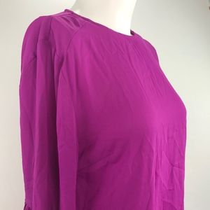 Mossimo Womens Sz XS Long Sleeve Career Blouse Fuchsia Pink Semi Sheer Pullover